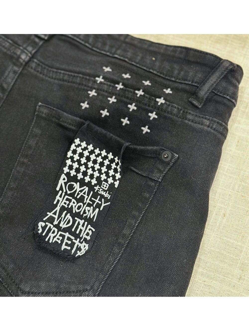 Ksubi Van Winkle Ace Black Slice Ripped Mens 36x30 Faded Distressed Skinny Jeans